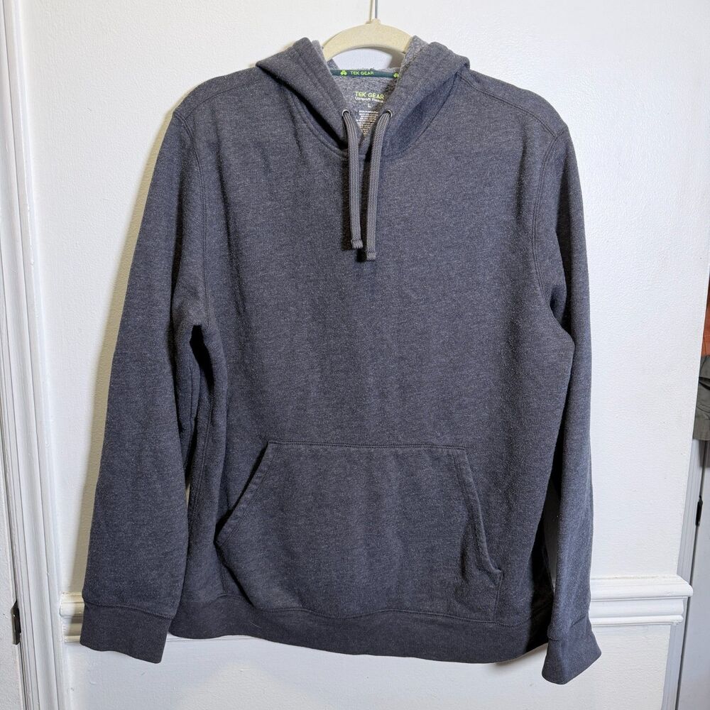 Tek Gear Mens Large Ultrasoft Fleece Hoodie Charcoal Gray Pullover Athleisure